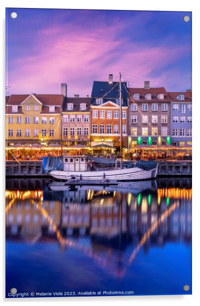 COPENHAGEN Evening at Nyhavn Acrylic by Melanie Viola