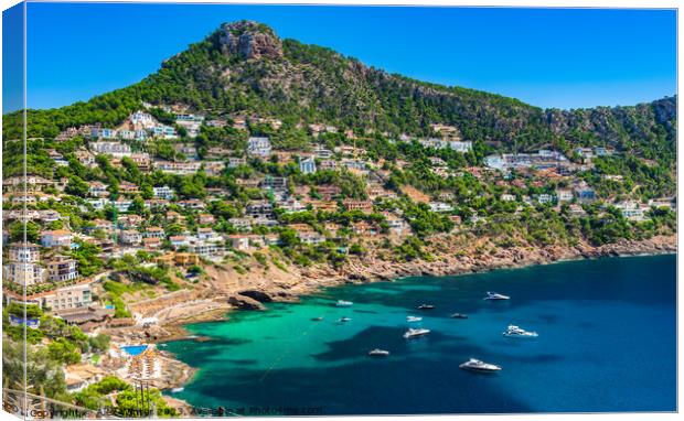 Majorca coast view with boats yachts Canvas Print by Alex Winter