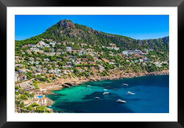Majorca coast view with boats yachts Framed Mounted Print by Alex Winter