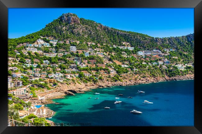 Majorca coast view with boats yachts Framed Print by Alex Winter