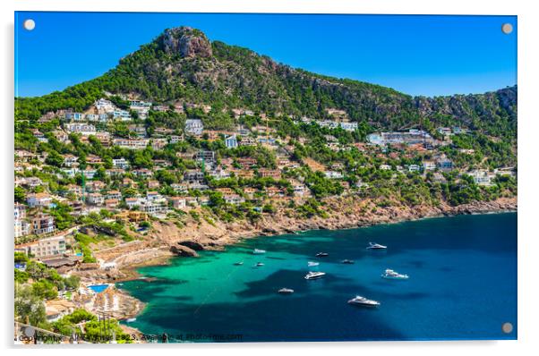 Majorca coast view with boats yachts Acrylic by Alex Winter