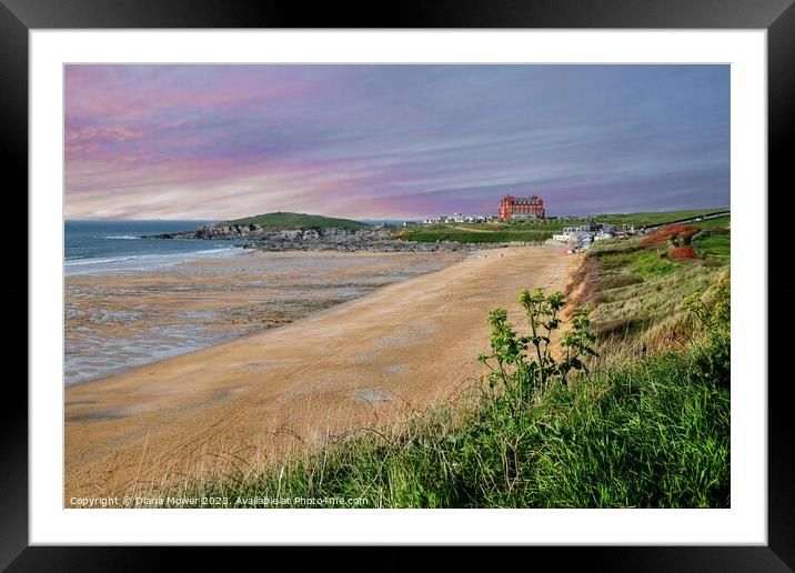 Evening at Fistral Beach Newquay  Framed Mounted Print by Diana Mower