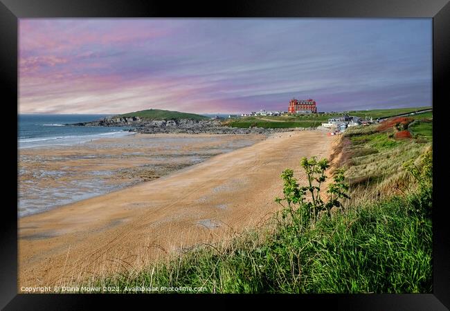 Evening at Fistral Beach Newquay  Framed Print by Diana Mower