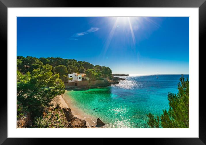 Idyllic island scenery, Majorca beach Cala Gat Framed Mounted Print by Alex Winter