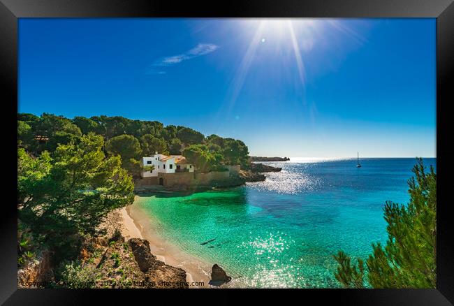 Idyllic island scenery, Majorca beach Cala Gat Framed Print by Alex Winter