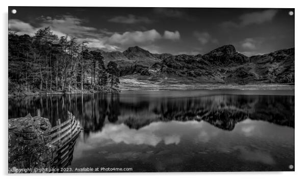 Blea Tarn in Monochrome Acrylic by phil pace