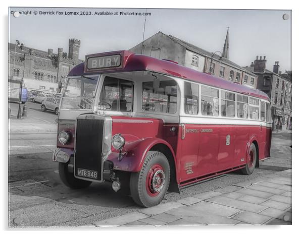 Bury to rawtenstall leyland bus Acrylic by Derrick Fox Lomax