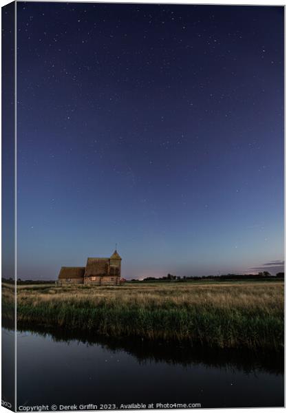 Thomas a Becket church under night sky Canvas Print by Derek Griffin