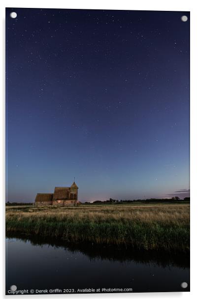 Thomas a Becket church under night sky Acrylic by Derek Griffin