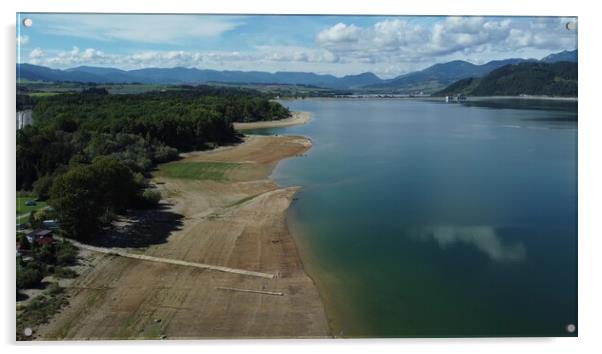 Aerial view of Liptovska Mara reservoir in Slovakia. Water surface Acrylic by Irena Chlubna