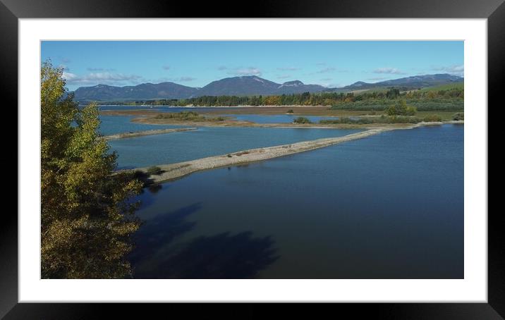 Aerial view of Liptovska Mara reservoir in Slovakia. Water surface Framed Mounted Print by Irena Chlubna