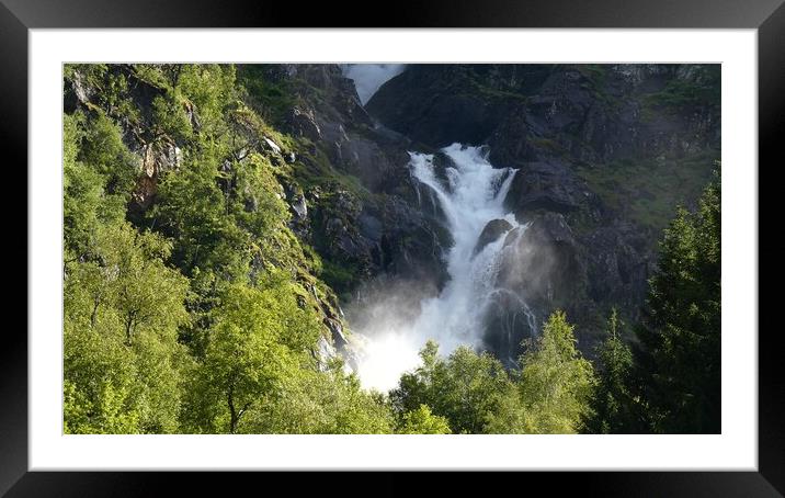 Waterfall in Folgefonna National Park, Norway Framed Mounted Print by Irena Chlubna
