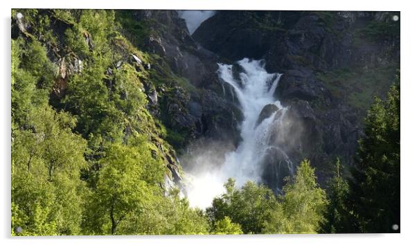 Waterfall in Folgefonna National Park, Norway Acrylic by Irena Chlubna