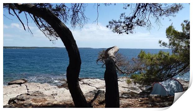 View of the Adriatic sea. Island of Cres. Croatia Print by Irena Chlubna