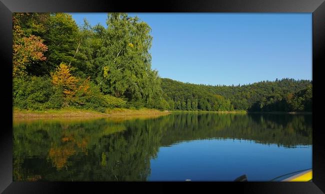 Waterdam and lake Solina, an artificial lake in the Bieszczady Mountains. Poland Framed Print by Irena Chlubna