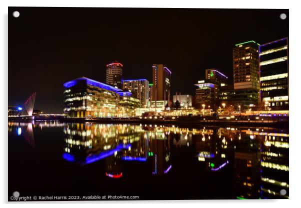 Salford Quays, Media City Reflection  Acrylic by Rachel Harris