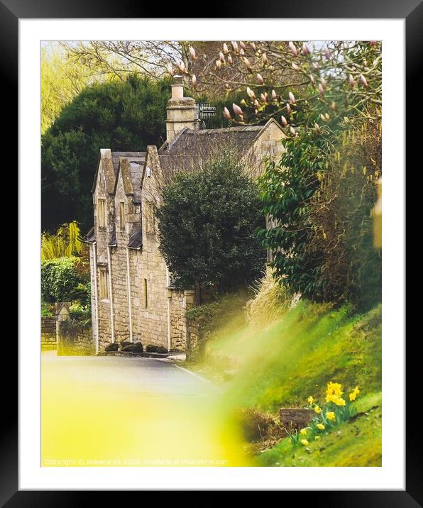 Bathampton in Spring time - Daffodil  Framed Mounted Print by Rowena Ko