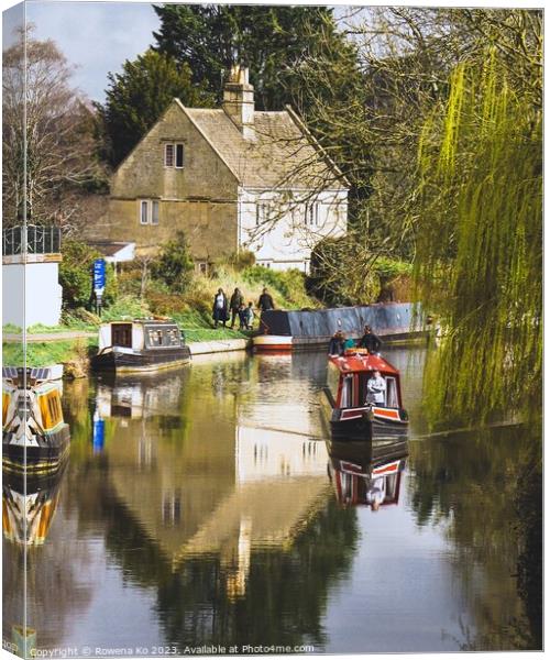 Bathampton in Spring time - Canal  Canvas Print by Rowena Ko