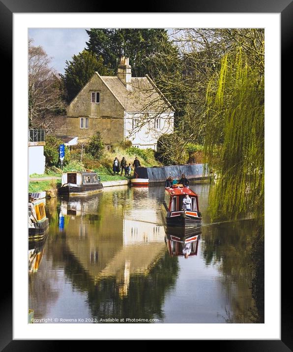Bathampton in Spring time - Canal  Framed Mounted Print by Rowena Ko