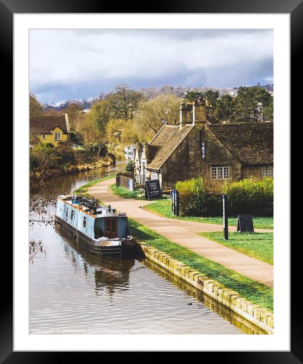 Bathampton in Spring time - Pub on the Canal  Framed Mounted Print by Rowena Ko