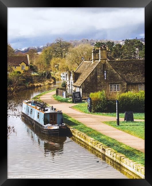 Bathampton in Spring time - Pub on the Canal  Framed Print by Rowena Ko