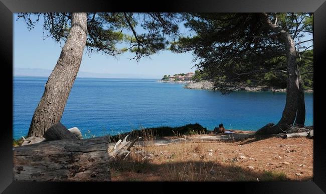 View of the Adriatic sea. Island of Cres. Croatia Framed Print by Irena Chlubna