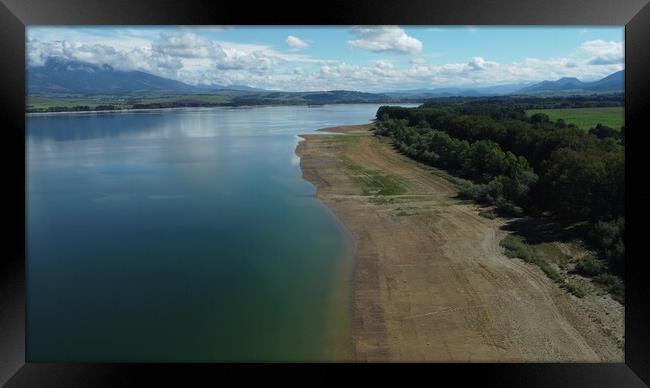 Aerial view of Liptovska Mara reservoir in Slovakia. Water surface Framed Print by Irena Chlubna