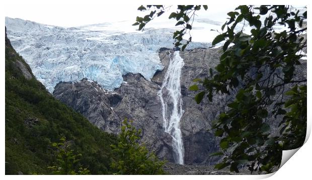 Glacier arm of the large glacier in Norway Print by Irena Chlubna