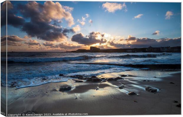 Serene Sunrise over Eyemouth Beach Canvas Print by Kasia Design