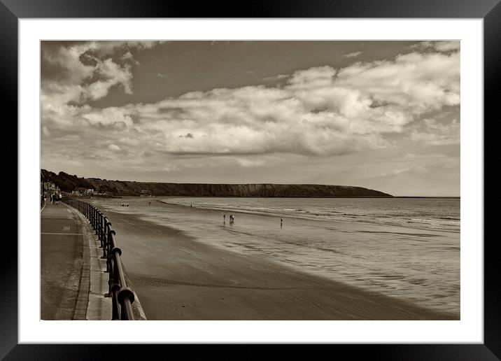 Filey Brigg and Bay - Sepia Framed Mounted Print by Glen Allen