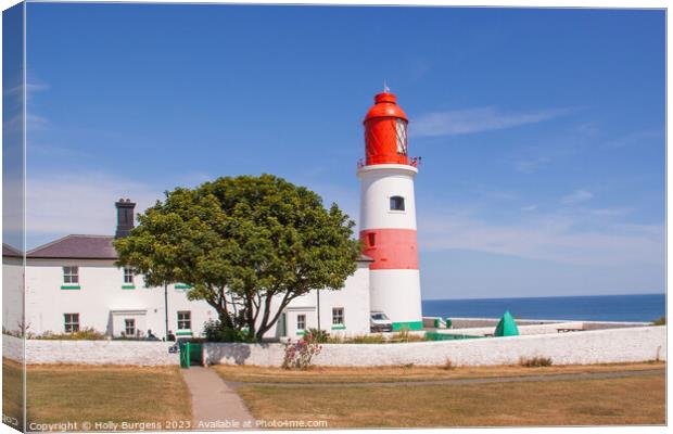 Illuminating Beacon: Souter Lighthouse Canvas Print by Holly Burgess