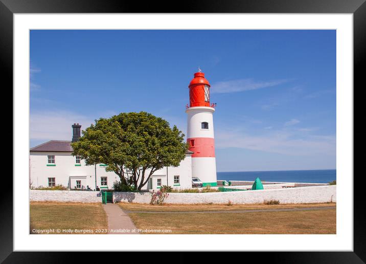 Illuminating Beacon: Souter Lighthouse Framed Mounted Print by Holly Burgess