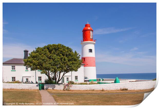Illuminating Beacon: Souter Lighthouse Print by Holly Burgess
