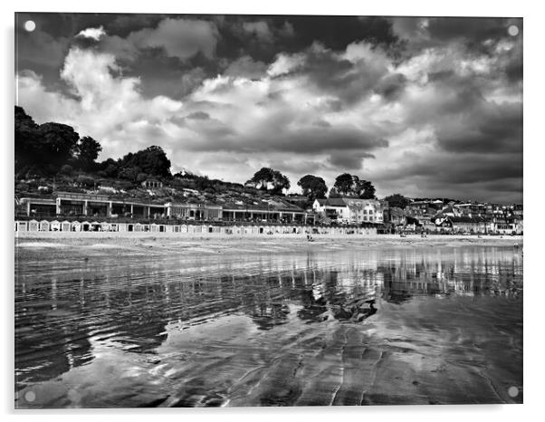 Lyme Regis Beach Reflections, Dorset Acrylic by Darren Galpin