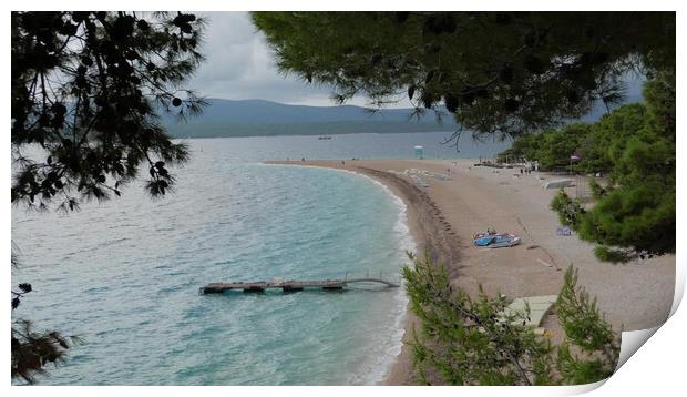 Zlatni Rat famous turquoise beach view, Croatia Print by Irena Chlubna