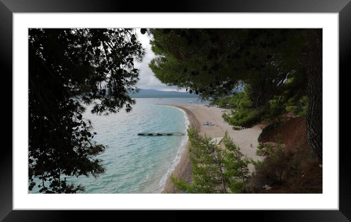 Zlatni Rat famous turquoise beach view, Croatia Framed Mounted Print by Irena Chlubna