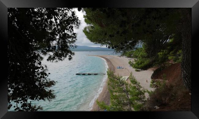 Zlatni Rat famous turquoise beach view, Croatia Framed Print by Irena Chlubna