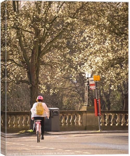 Cycling into blooming spring  Canvas Print by Rowena Ko