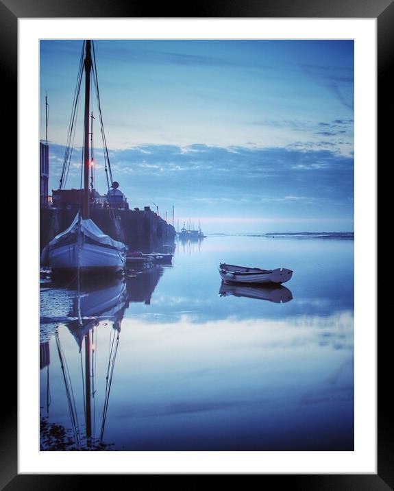 Early morning blue over the Brightlingsea Harbour  Framed Mounted Print by Tony lopez