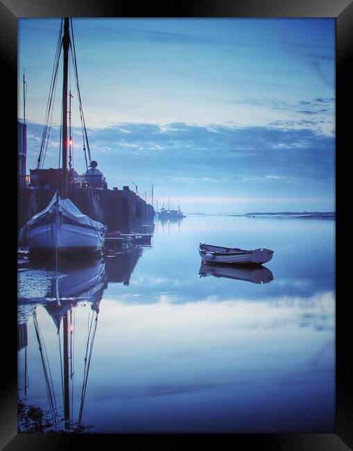 Early morning blue over the Brightlingsea Harbour  Framed Print by Tony lopez