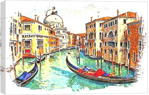View of the Gran Canal , Venice, Italy. Canvas Print by Luigi Petro