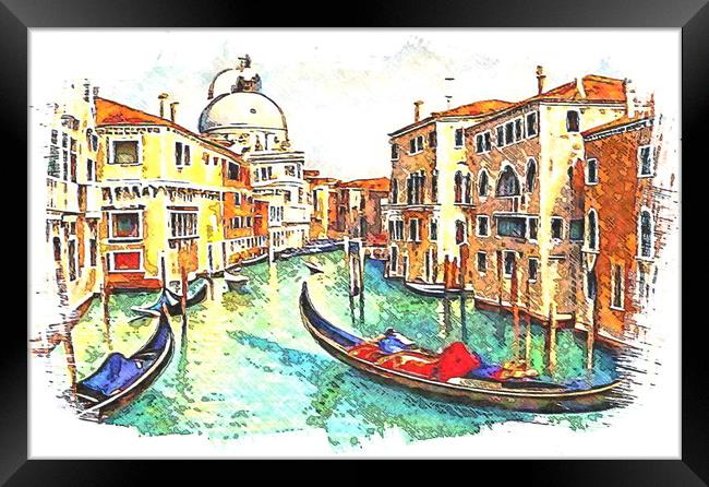 View of the Gran Canal , Venice, Italy. Framed Print by Luigi Petro