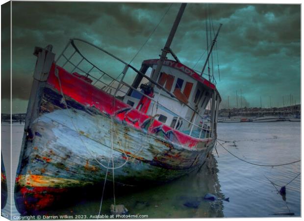 Conwy Harbour Abandoned Boats - North Wales  Canvas Print by Darren Wilkes