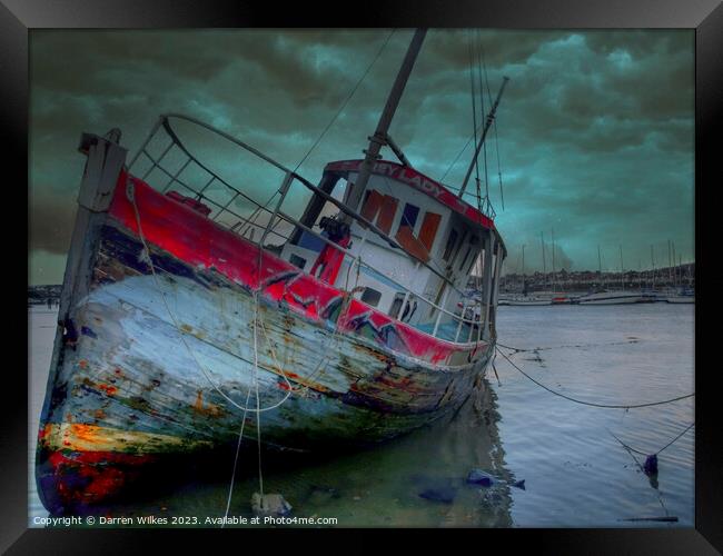 Conwy Harbour Abandoned Boats - North Wales  Framed Print by Darren Wilkes