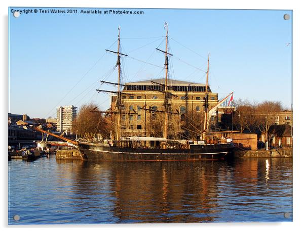 The Kaskelot in Bristol Dock Acrylic by Terri Waters