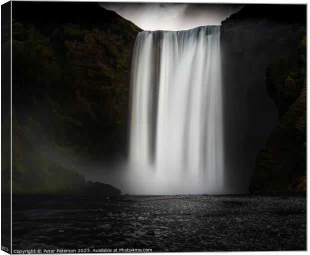 Skogafos Waterfall Iceland Canvas Print by Peter Paterson