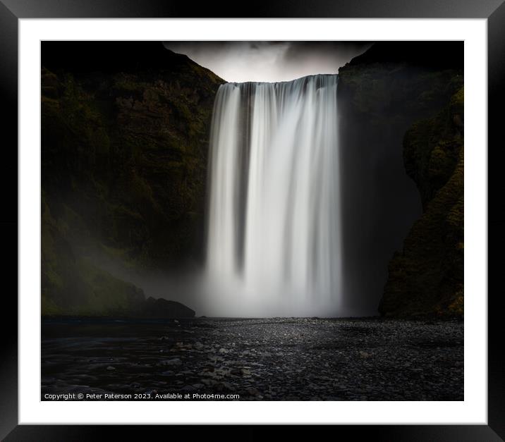 Skogafos Waterfall Iceland Framed Mounted Print by Peter Paterson