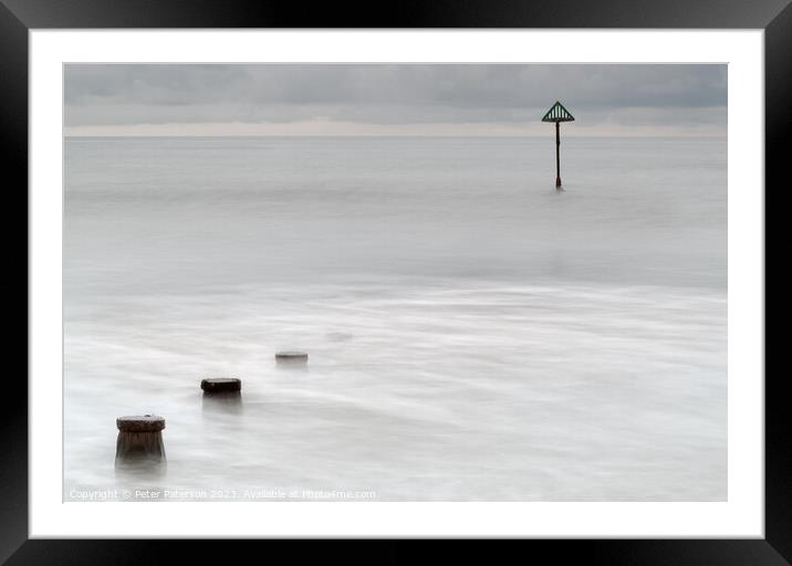 Groins in the incoming tide Framed Mounted Print by Peter Paterson