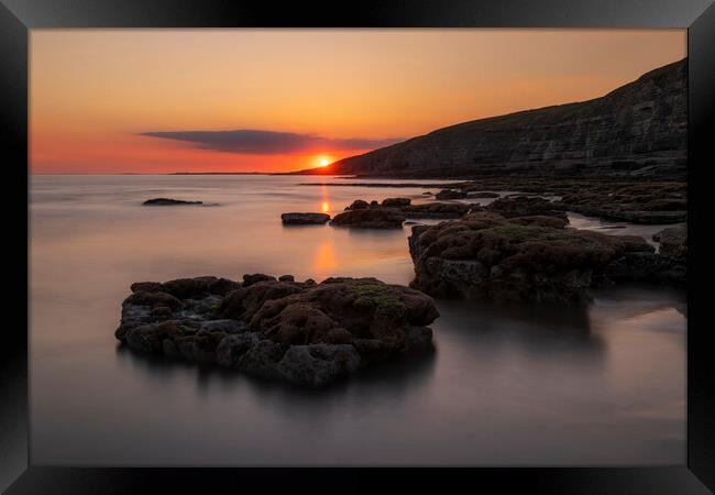Summer sunset on Dunraven Bay Framed Print by Sandra Kepkowska