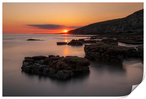 Summer sunset on Dunraven Bay Print by Sandra Kepkowska